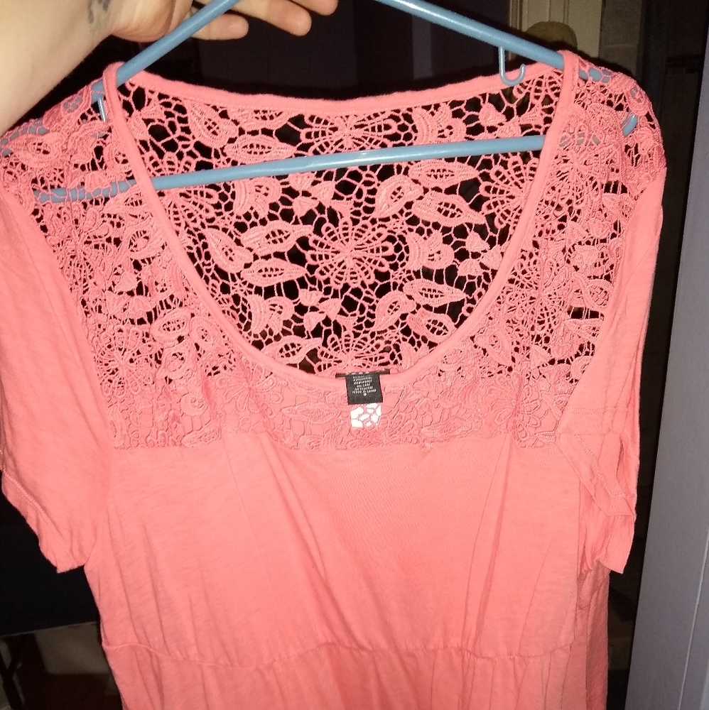 Orange lace topped blouse 3 torrid